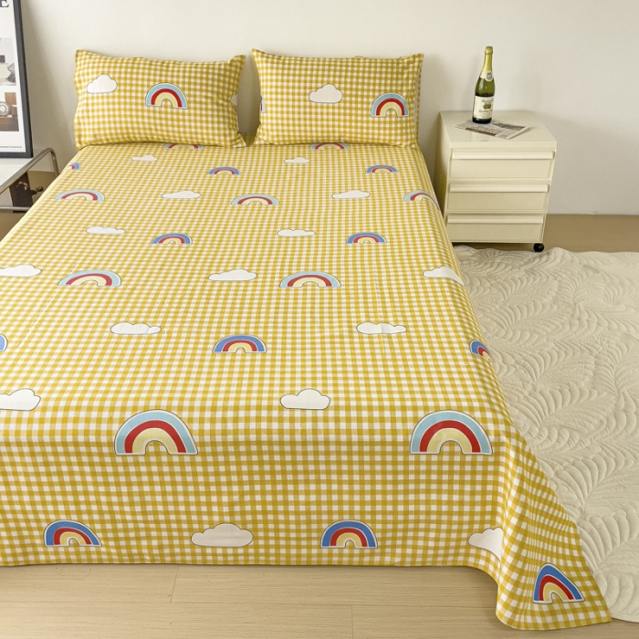 91家纺网 家纺一手货源 找家纺 居美良品 2025新款老粗布床单 彩虹格