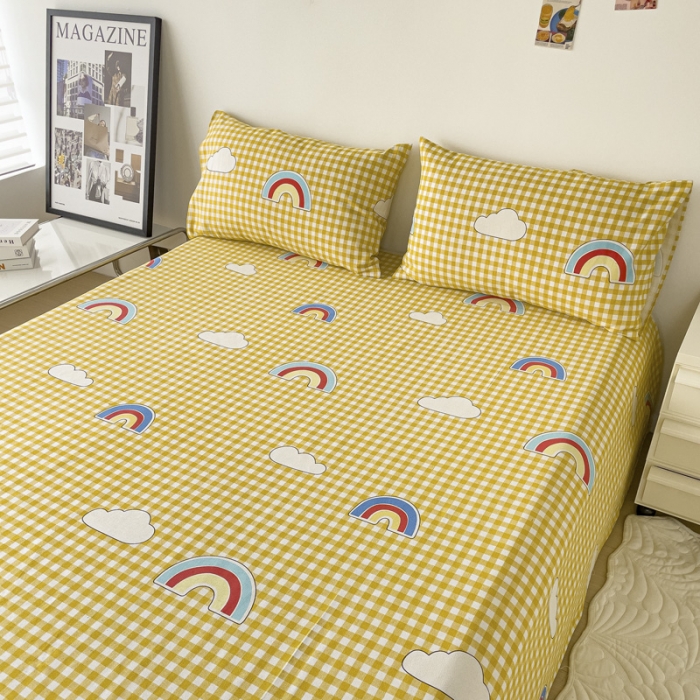 91家纺网 家纺一手货源 找家纺 居美良品 2025新款老粗布床单 彩虹格