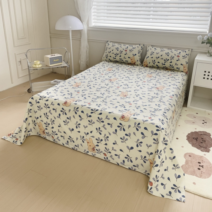 91家纺网 家纺一手货源 找家纺 居美良品 2025新款老粗布床单 草莓兔