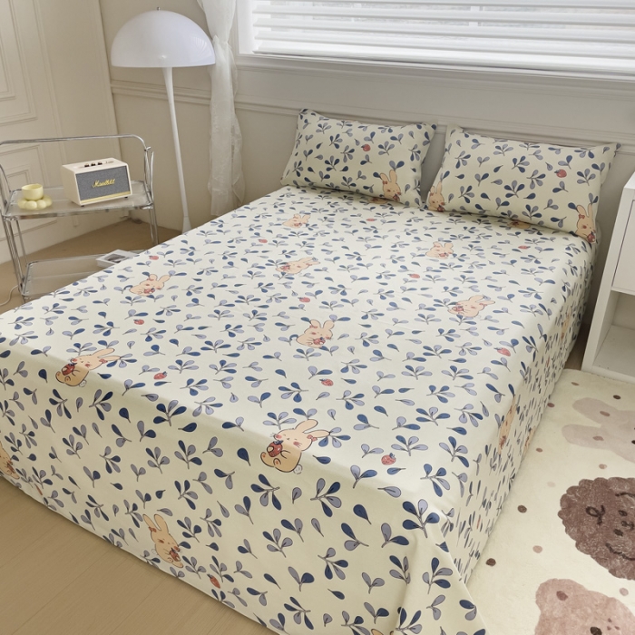 91家纺网 家纺一手货源 找家纺 居美良品 2025新款老粗布床单 草莓兔