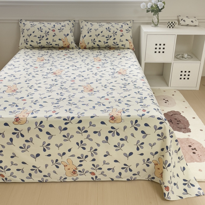 91家纺网 家纺一手货源 找家纺 居美良品 2025新款老粗布床单 草莓兔