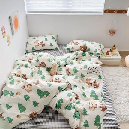 91家纺网 家纺一手货源 找家纺 怡家居 2023春夏新款全棉卡通系列四件套 森林派对