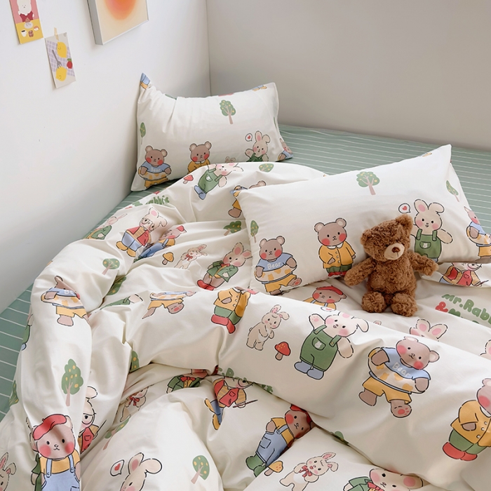 91家纺网 家纺一手货源 找家纺 怡家居 2023春夏新款全棉卡通系列四件套 动物园