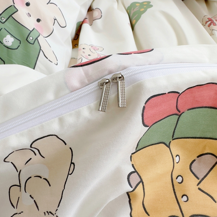 91家纺网 家纺一手货源 找家纺 怡家居 2023春夏新款全棉卡通系列四件套 动物园