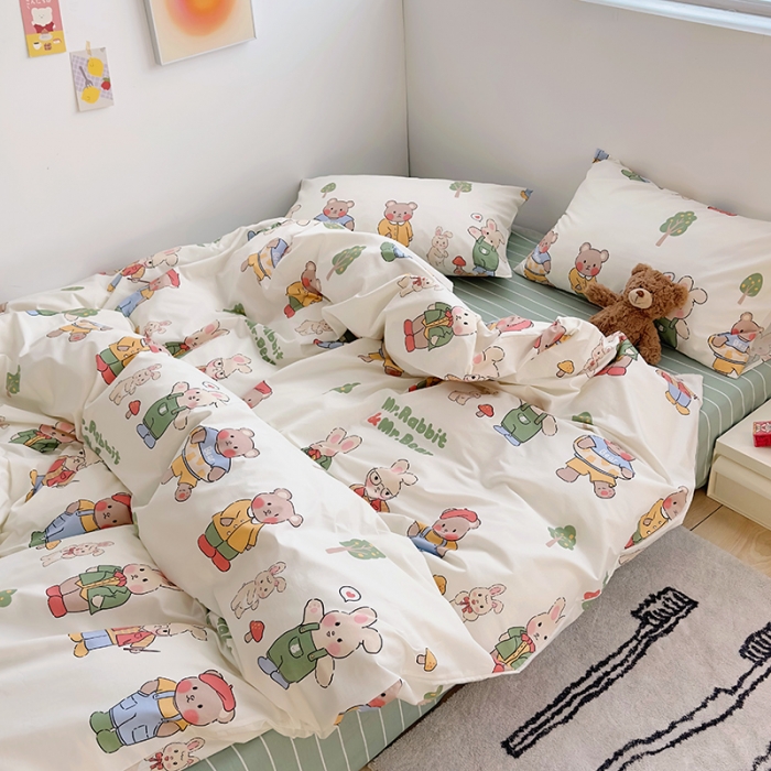 91家纺网 家纺一手货源 找家纺 怡家居 2023春夏新款全棉卡通系列四件套 动物园