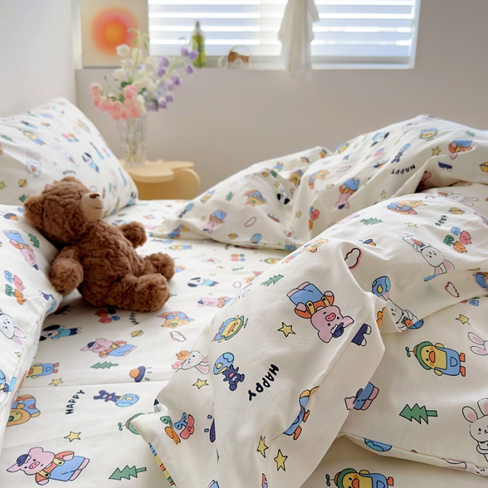 91家纺网 家纺一手货源 找家纺 怡家居 2023春夏新款全棉卡通系列四件套 疯狂动物城