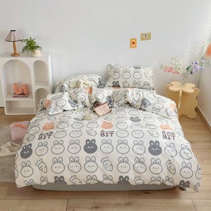 怡家居 2023春夏新款全棉卡通系列四件套 胡萝卜兔子