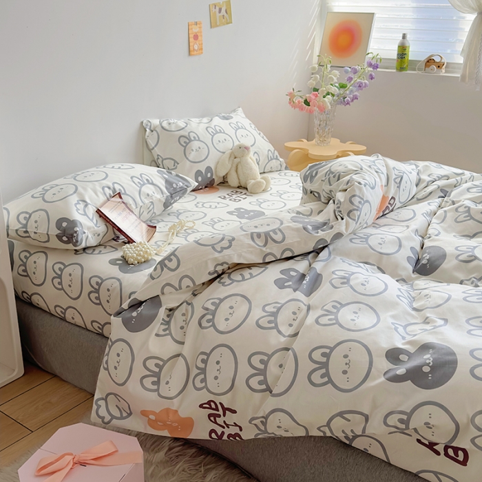 91家纺网 家纺一手货源 找家纺 怡家居 2023春夏新款全棉卡通系列四件套 胡萝卜兔子