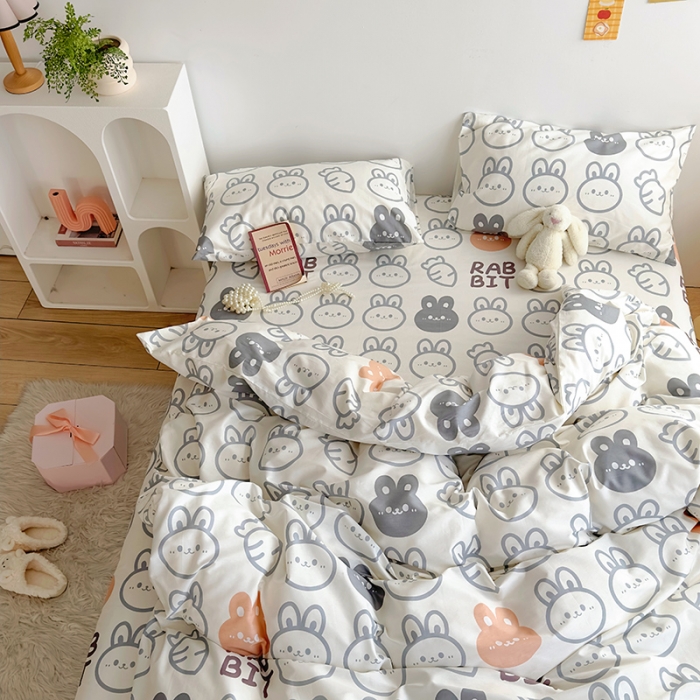 91家纺网 家纺一手货源 找家纺 怡家居 2023春夏新款全棉卡通系列四件套 胡萝卜兔子