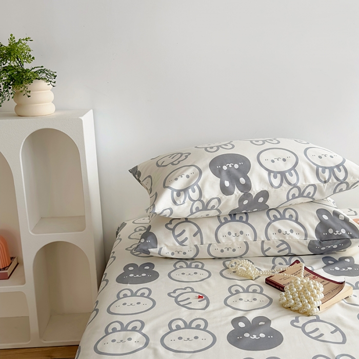 91家纺网 家纺一手货源 找家纺 怡家居 2023春夏新款全棉卡通系列四件套 胡萝卜兔子