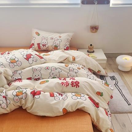 怡家居 2023春夏新款全棉卡通系列四件套 吉祥兔