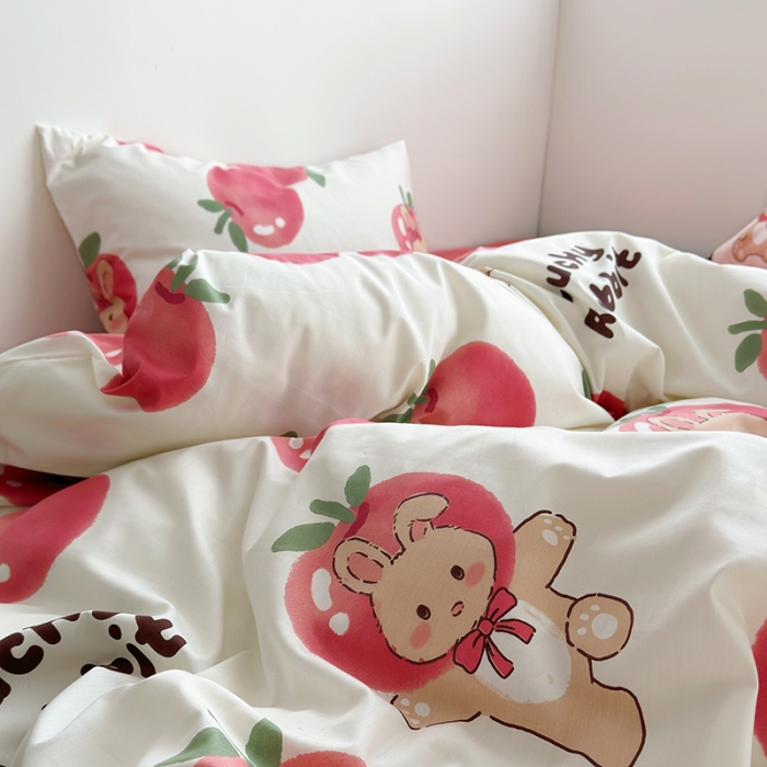 91家纺网 家纺一手货源 找家纺 怡家居 2023春夏新款全棉卡通系列四件套 佳佳小兔
