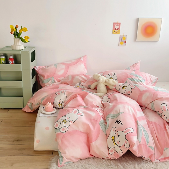 91家纺网 家纺一手货源 找家纺 怡家居 2023春夏新款全棉卡通系列四件套 可爱兔