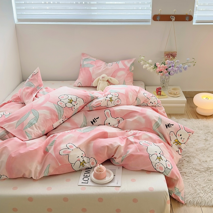 91家纺网 家纺一手货源 找家纺 怡家居 2023春夏新款全棉卡通系列四件套 可爱兔