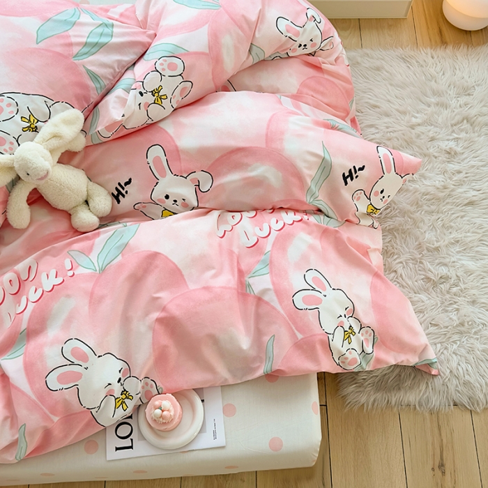 91家纺网 家纺一手货源 找家纺 怡家居 2023春夏新款全棉卡通系列四件套 可爱兔