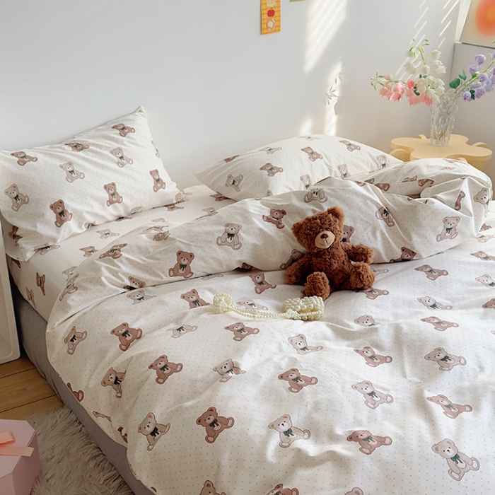 91家纺网 家纺一手货源 找家纺 怡家居 2023春夏新款全棉卡通系列四件套 小熊仔