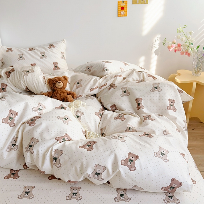 91家纺网 家纺一手货源 找家纺 怡家居 2023春夏新款全棉卡通系列四件套 小熊仔