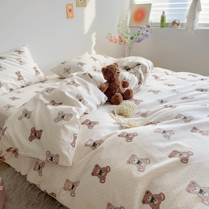 91家纺网 家纺一手货源 找家纺 怡家居 2023春夏新款全棉卡通系列四件套 小熊仔