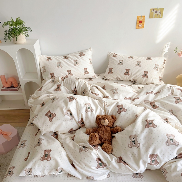 91家纺网 家纺一手货源 找家纺 怡家居 2023春夏新款全棉卡通系列四件套 小熊仔