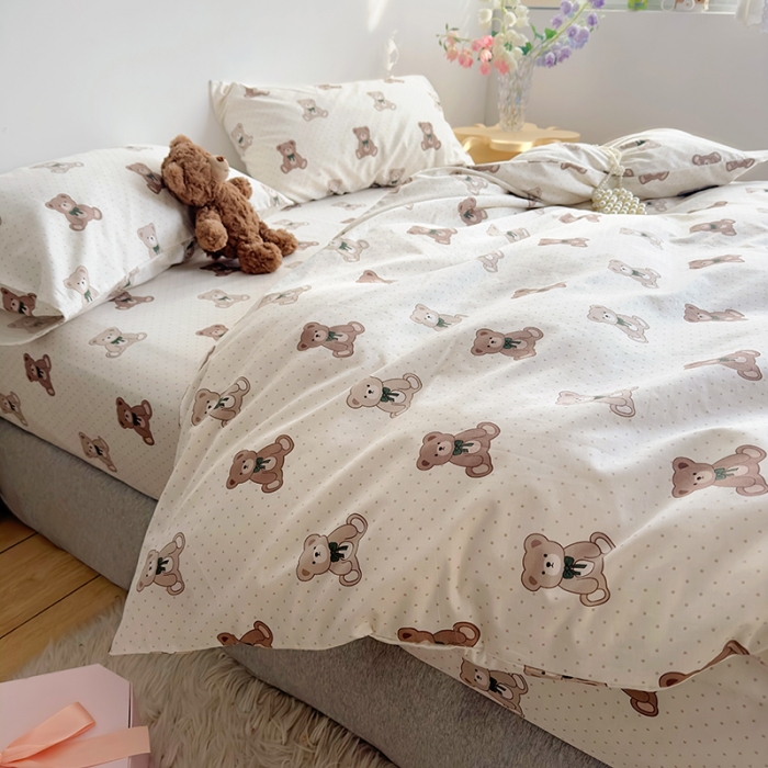 91家纺网 家纺一手货源 找家纺 怡家居 2023春夏新款全棉卡通系列四件套 小熊仔