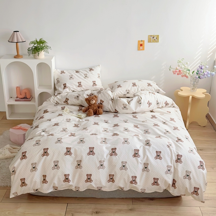 91家纺网 家纺一手货源 找家纺 怡家居 2023春夏新款全棉卡通系列四件套 小熊仔