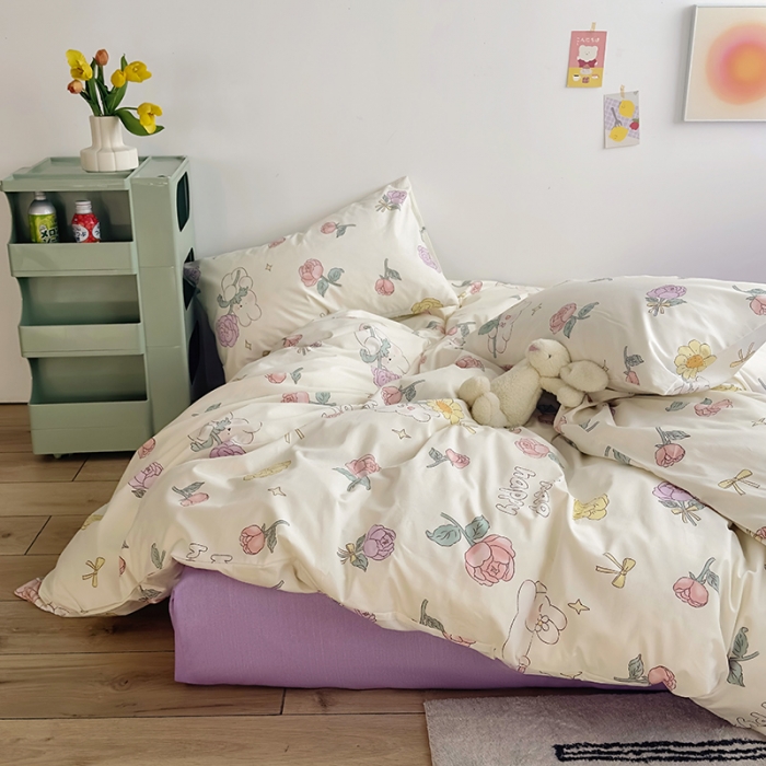 91家纺网 家纺一手货源 找家纺 怡家居 2023春夏新款全棉卡通系列四件套 小小兔