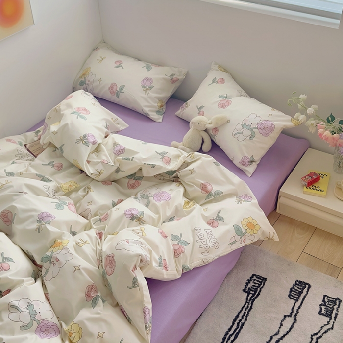 91家纺网 家纺一手货源 找家纺 怡家居 2023春夏新款全棉卡通系列四件套 小小兔