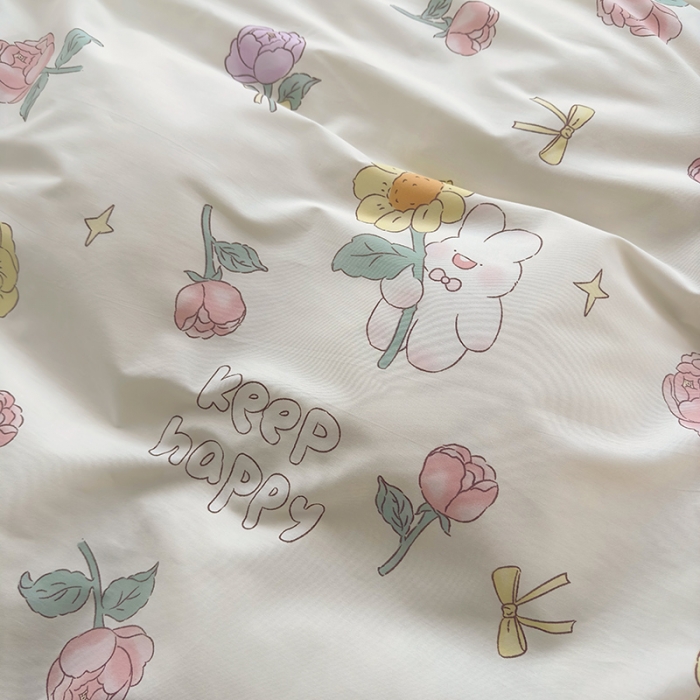 91家纺网 家纺一手货源 找家纺 怡家居 2023春夏新款全棉卡通系列四件套 小小兔