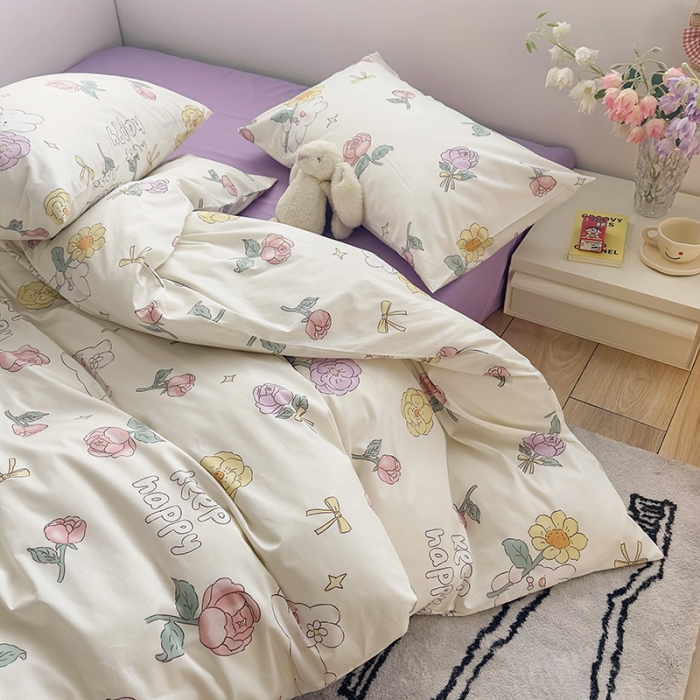 91家纺网 家纺一手货源 找家纺 怡家居 2023春夏新款全棉卡通系列四件套 小小兔