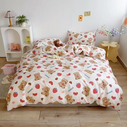 怡家居 2023春夏新款全棉卡通系列四件套 贪吃熊