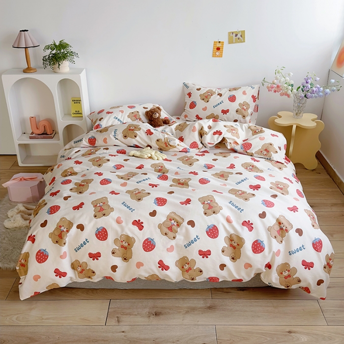 91家纺网 家纺一手货源 找家纺 怡家居 2023春夏新款全棉卡通系列四件套 贪吃熊