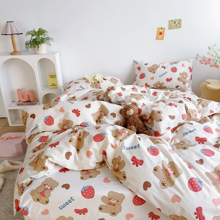 91家纺网 家纺一手货源 找家纺 怡家居 2023春夏新款全棉卡通系列四件套 贪吃熊