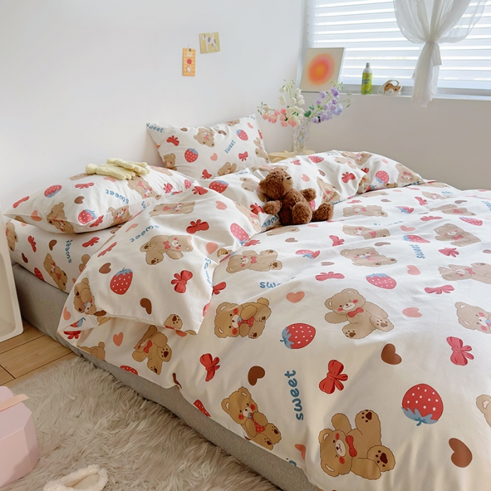 91家纺网 家纺一手货源 找家纺 怡家居 2023春夏新款全棉卡通系列四件套 贪吃熊