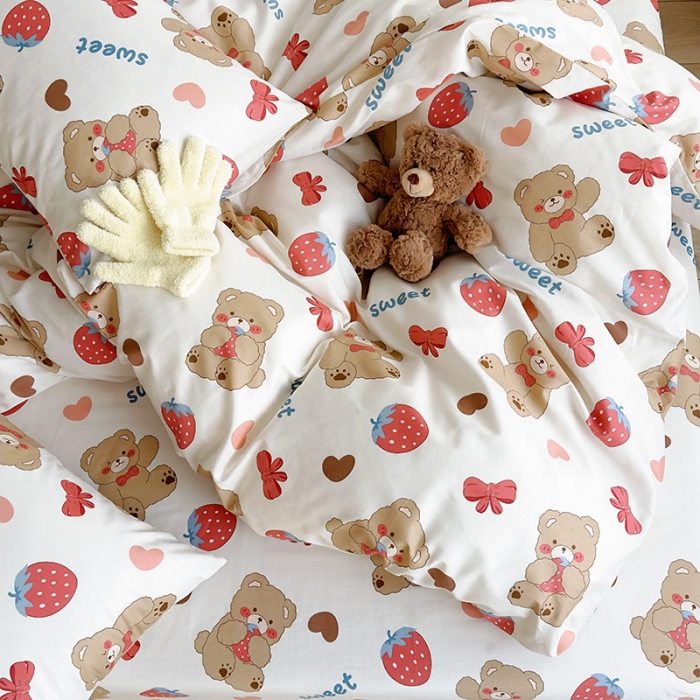 91家纺网 家纺一手货源 找家纺 怡家居 2023春夏新款全棉卡通系列四件套 贪吃熊