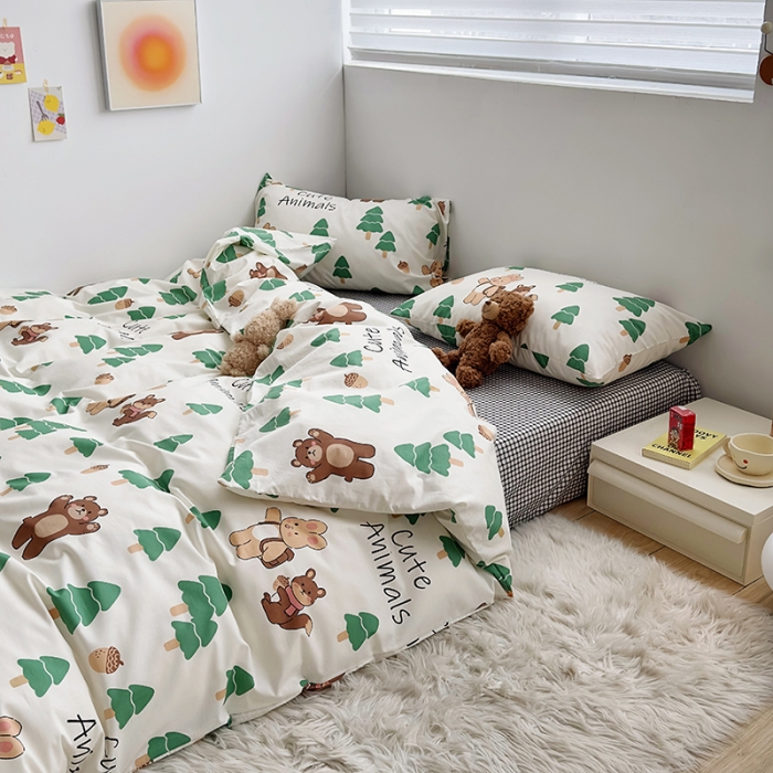 91家纺网 家纺一手货源 找家纺 怡家居 2023春夏新款全棉卡通系列四件套 森林派对