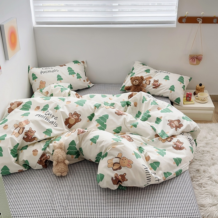 91家纺网 家纺一手货源 找家纺 怡家居 2023春夏新款全棉卡通系列四件套 森林派对