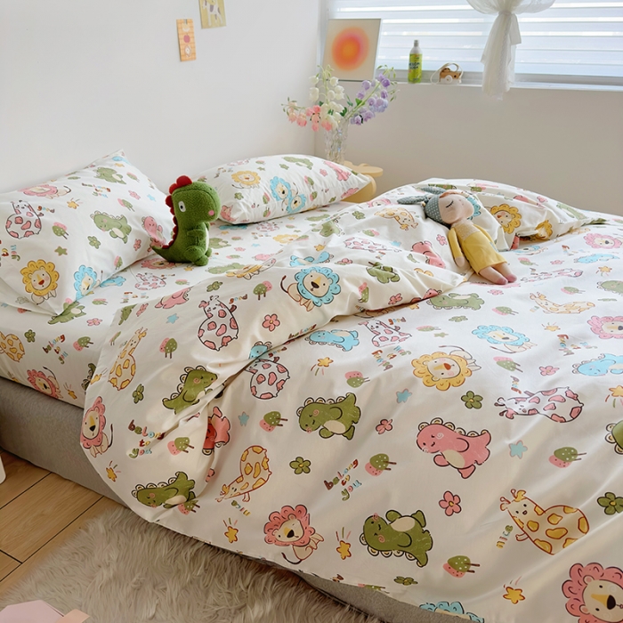 91家纺网 家纺一手货源 找家纺 怡家居 2023春夏新款全棉卡通系列四件套 森林狂欢