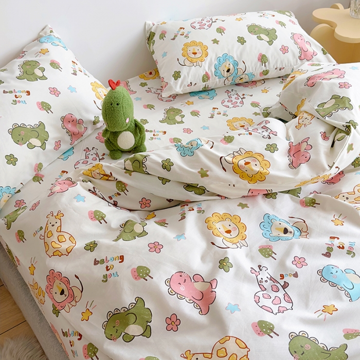 91家纺网 家纺一手货源 找家纺 怡家居 2023春夏新款全棉卡通系列四件套 森林狂欢