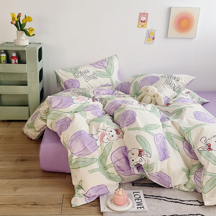 91家纺网 家纺一手货源 找家纺 怡家居 2023春夏新款全棉卡通系列四件套 琪琪宝贝