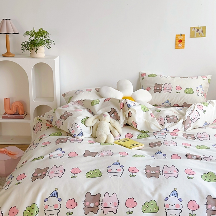 91家纺网 家纺一手货源 找家纺 怡家居 2023春夏新款全棉卡通系列四件套 乐萌宝贝