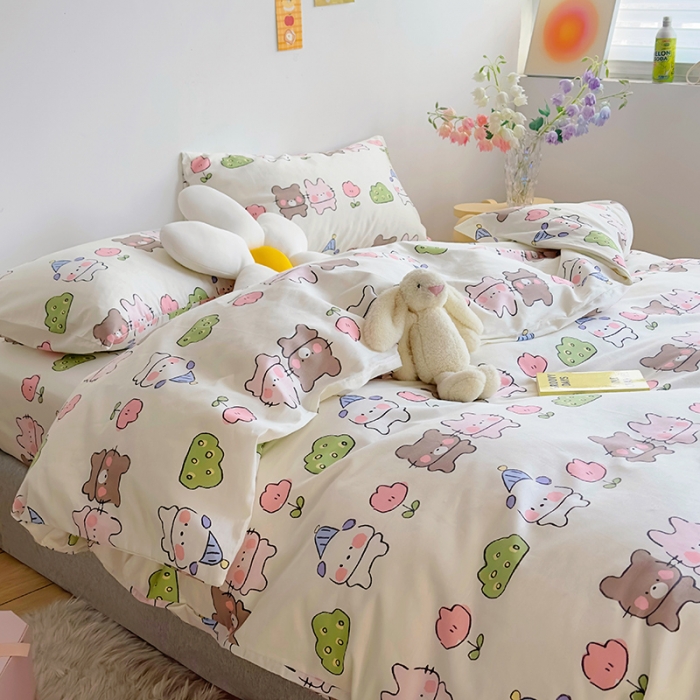 91家纺网 家纺一手货源 找家纺 怡家居 2023春夏新款全棉卡通系列四件套 乐萌宝贝