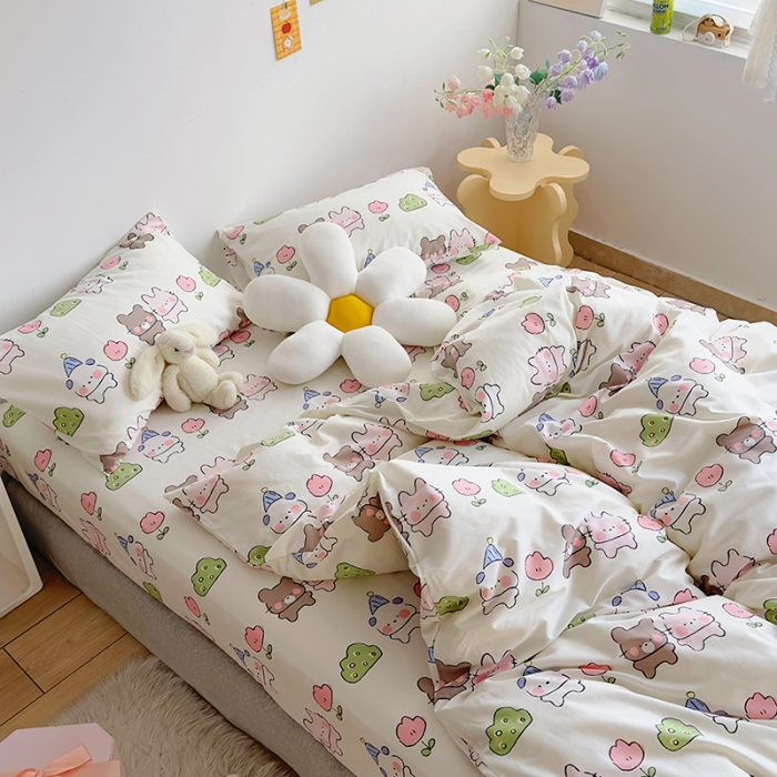 91家纺网 家纺一手货源 找家纺 怡家居 2023春夏新款全棉卡通系列四件套 乐萌宝贝