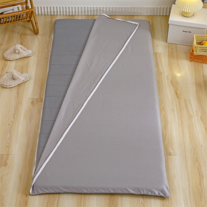 91家纺网 家纺一手货源 找家纺 凌云 2025新款AB版全棉加宝宝绒系列床垫套 简约灰