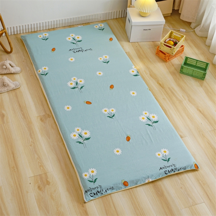 91家纺网 家纺一手货源 找家纺 凌云 2025新款AB版全棉加宝宝绒系列床垫套 小雏菊蓝