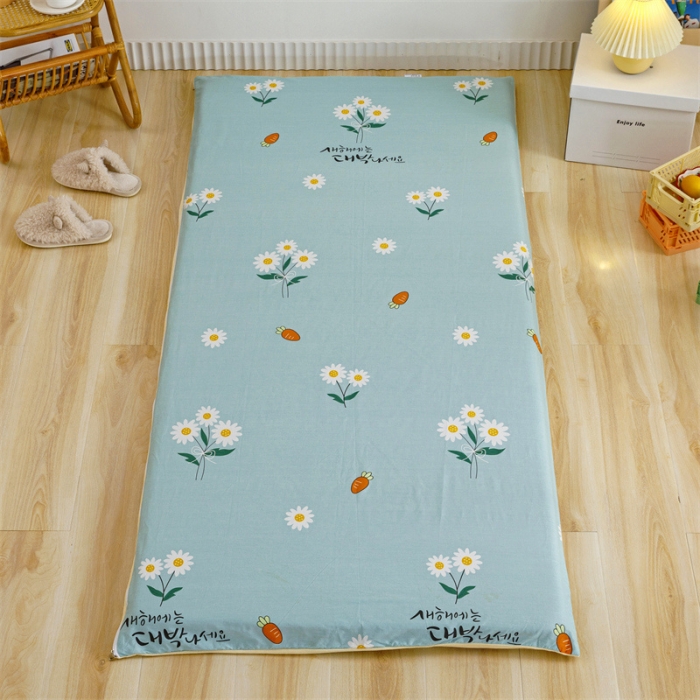 91家纺网 家纺一手货源 找家纺 凌云 2025新款AB版全棉加宝宝绒系列床垫套 小雏菊蓝