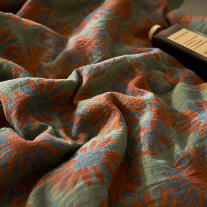 91家纺网 家纺一手货源 找家纺 吾秀 2023新款复古风A类全棉双层纱棉花夏被 初晴