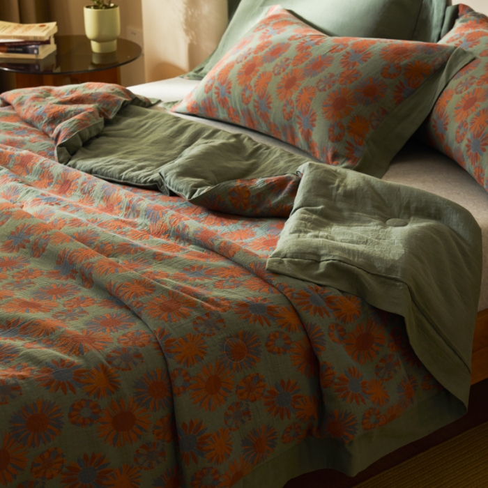 91家纺网 家纺一手货源 找家纺 吾秀 2023新款复古风A类全棉双层纱棉花夏被 初晴