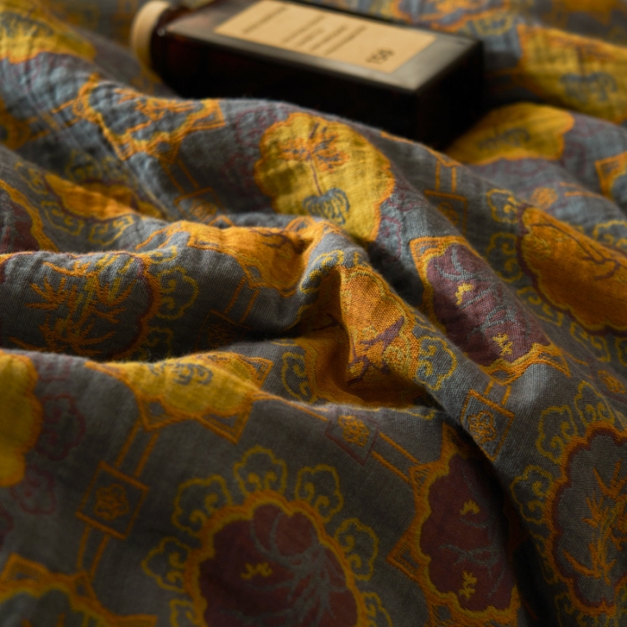 91家纺网 家纺一手货源 找家纺 吾秀 2023新款复古风A类全棉双层纱棉花夏被 梦秋