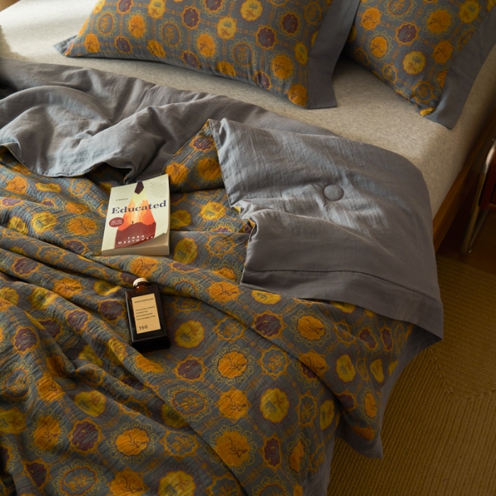 91家纺网 家纺一手货源 找家纺 吾秀 2023新款复古风A类全棉双层纱棉花夏被 梦秋