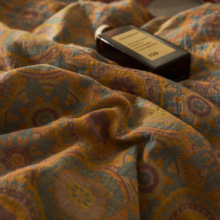 91家纺网 家纺一手货源 找家纺 吾秀 2023新款复古风A类全棉双层纱棉花夏被 暖光